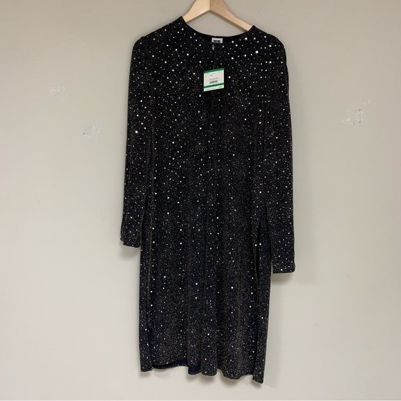 Ann Klein Black Sequin Formal Evening Jacket Cardigan Women Large Oversized Long - Picture 2 of 8